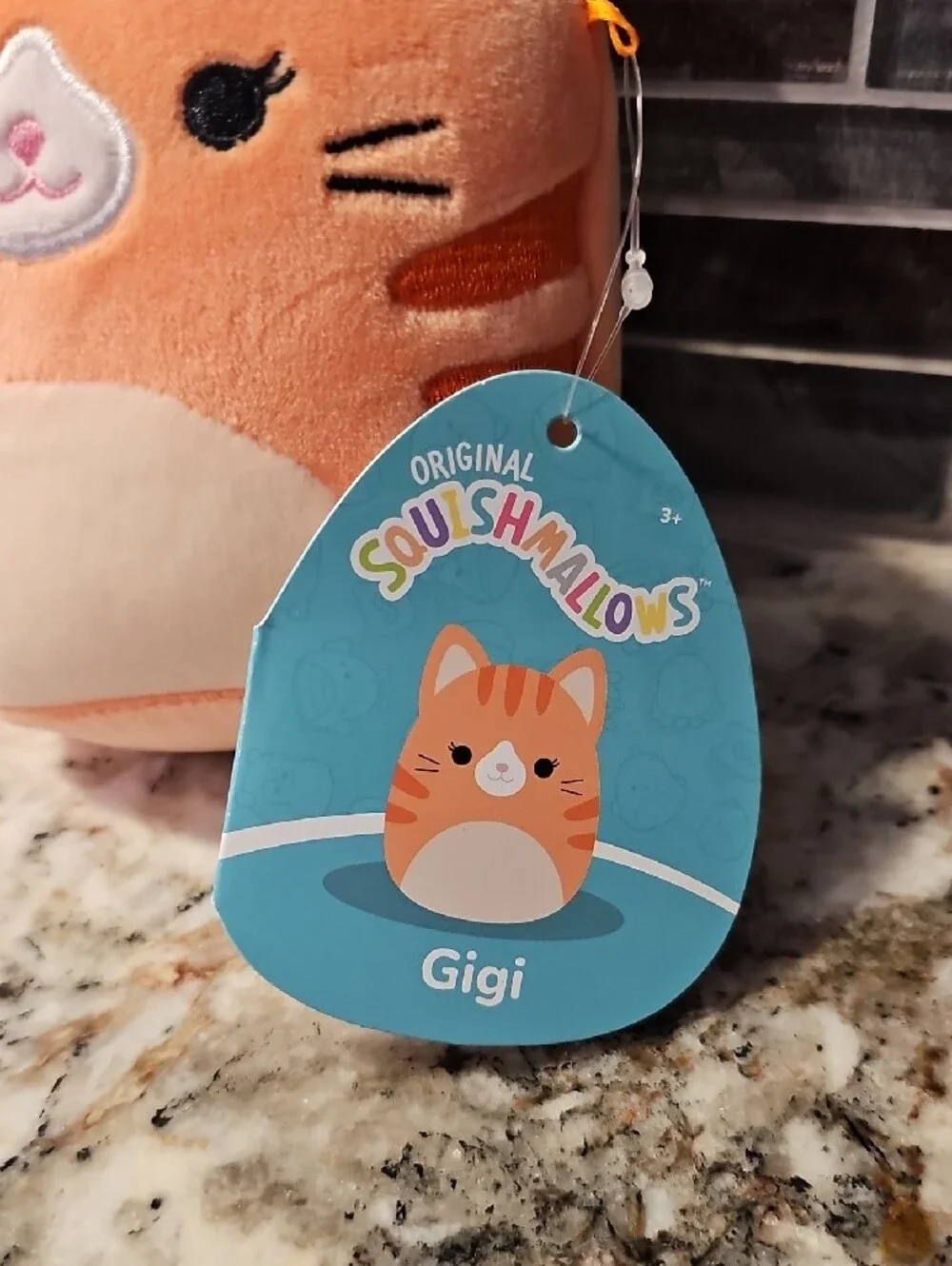 Squishmallows Orange and White Gigi Plush Tag